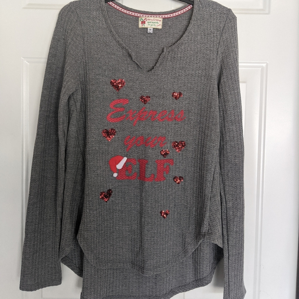 Christmas waffle net sweatshirt